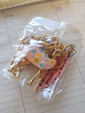 Kids Pink Giraffe Pendant Necklace with Multicolor Accents